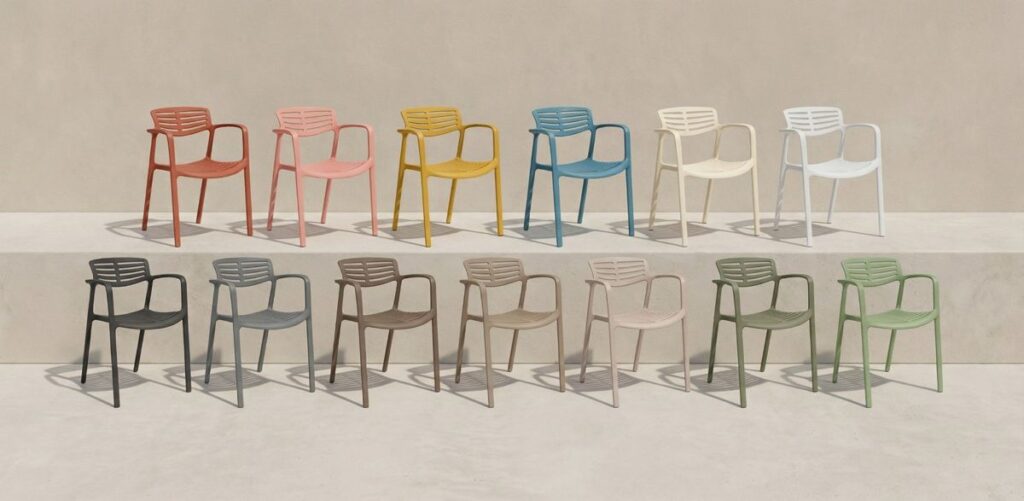 Toledo Objektstuhl in vielen Farben, moderne Kunststoffstühle für Innen- und Aussenbereich